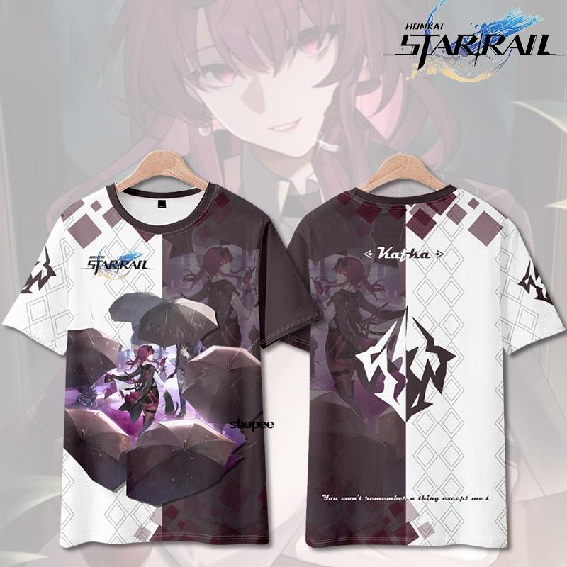 Star Railway Honkai: Rail Kafka Character cos Short-Sleeved T-Shirt Top Printed Contrast Color Game Merchandise