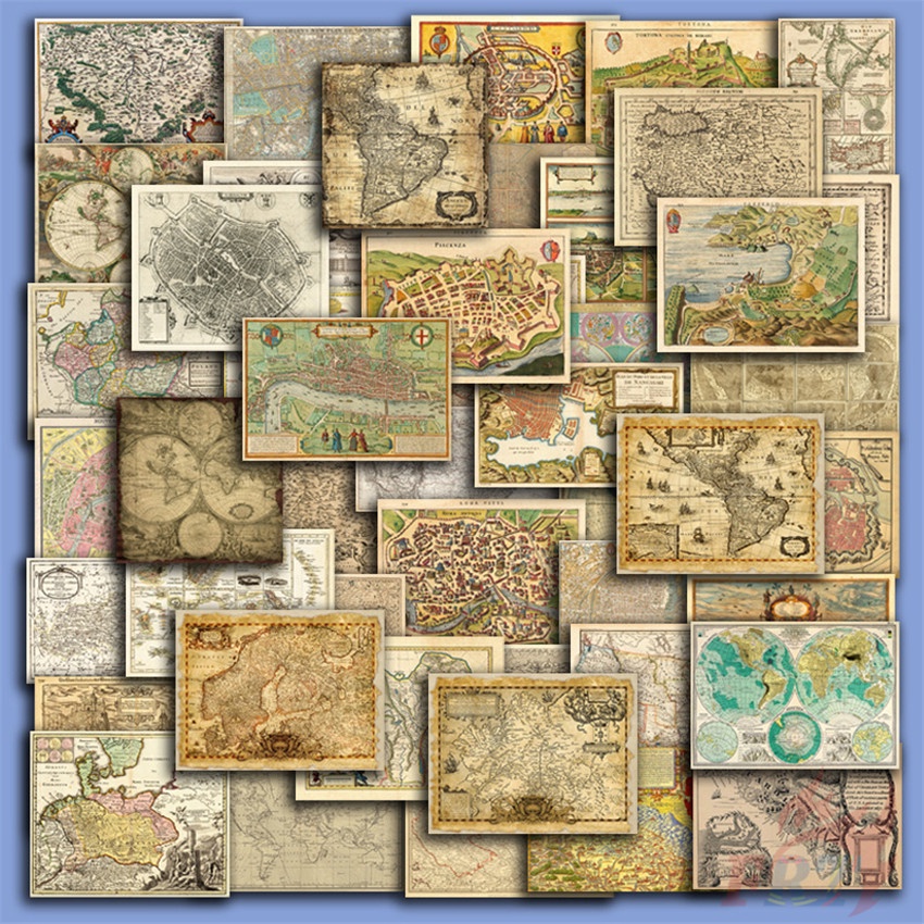 ❉ Vintage Nautical Map . Treasure Map Series 01 Stickers ❉ 54Pcs/Set DIY Fashion Doodle Decals Stickers