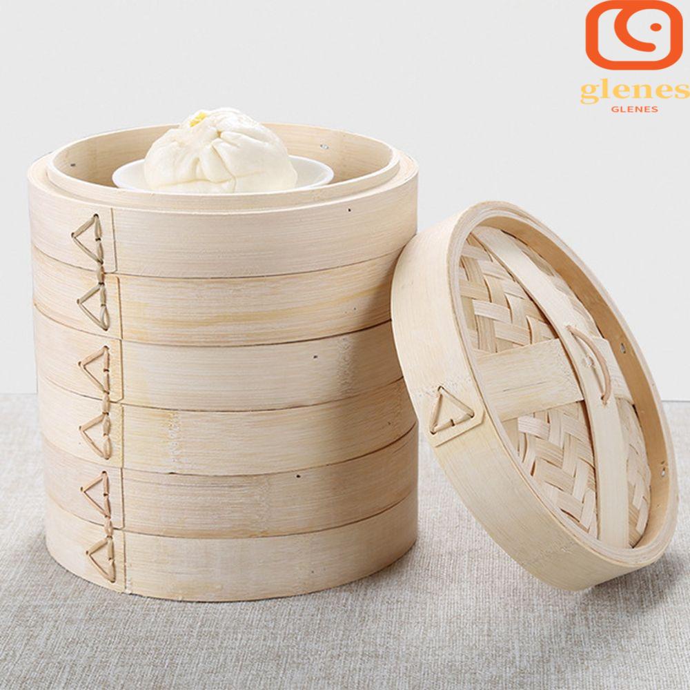 GLENES With Handle Steam Pot Anti-scald Steam Cooker Bamboo Steamer Steaming With Lid Steam Basket Mini Kitchen Tools Set Makes Tasty Bao Buns Cooking Tools Set Sum Steamer