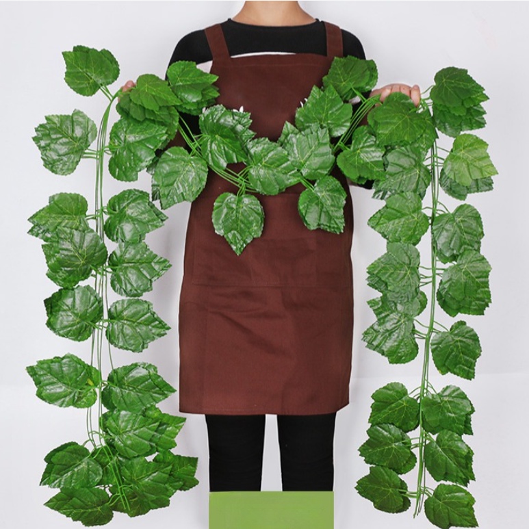 2.4m Big Leaf Artificial Green Ivy Vines Wall Hanging Garden Vertical Wreath Fake Plant Leaves Home Wedding Birthday Party Decoration Plastic Rattan人造常春藤超大假叶子绿植藤条