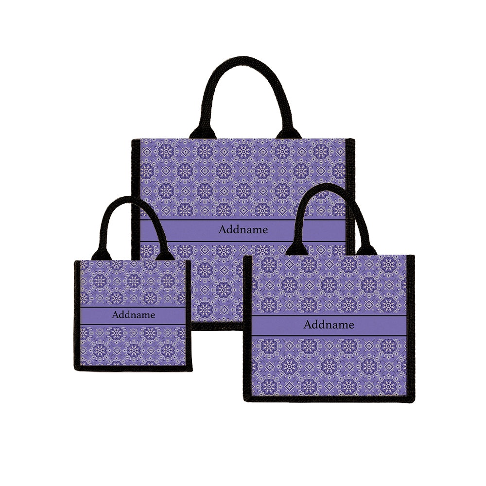 Mosaic Ornament Purple Jute Tote Bag