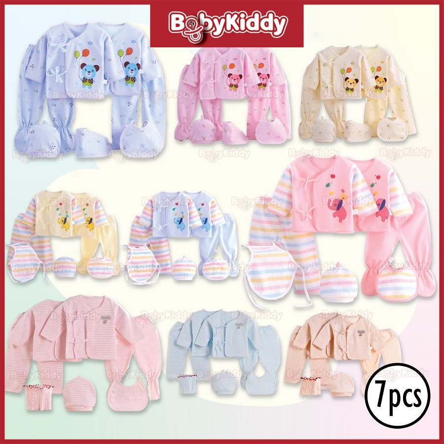 7pcs/set Soft Cotton Set Baju Bayi Newborn Baby Clothing Cartoon infant Jumpsuits Long Sleeve Comfortable Pyjamas