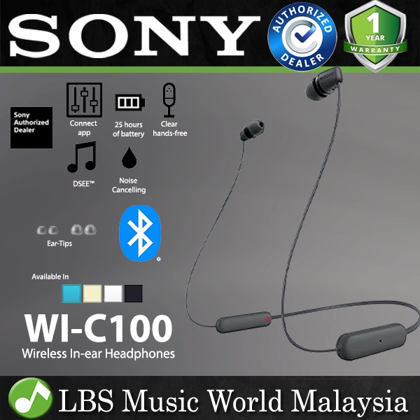 Sony WI-C100 Wireless Earphone Bluetooth Headphones with Microphone