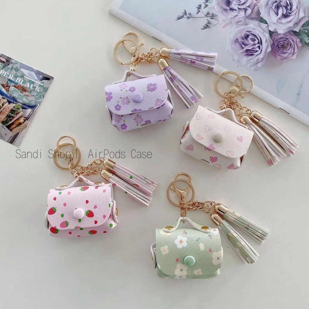 Cute Flower Leather Tassel AirPods Case For AirPods 1/2/3/Pro Pro2 Case AirPods 3 Soft Apple Wireless Bluetooth Headset Anti drop AirPods 2 Gen Case AirPods Pro Case Storage Bag
