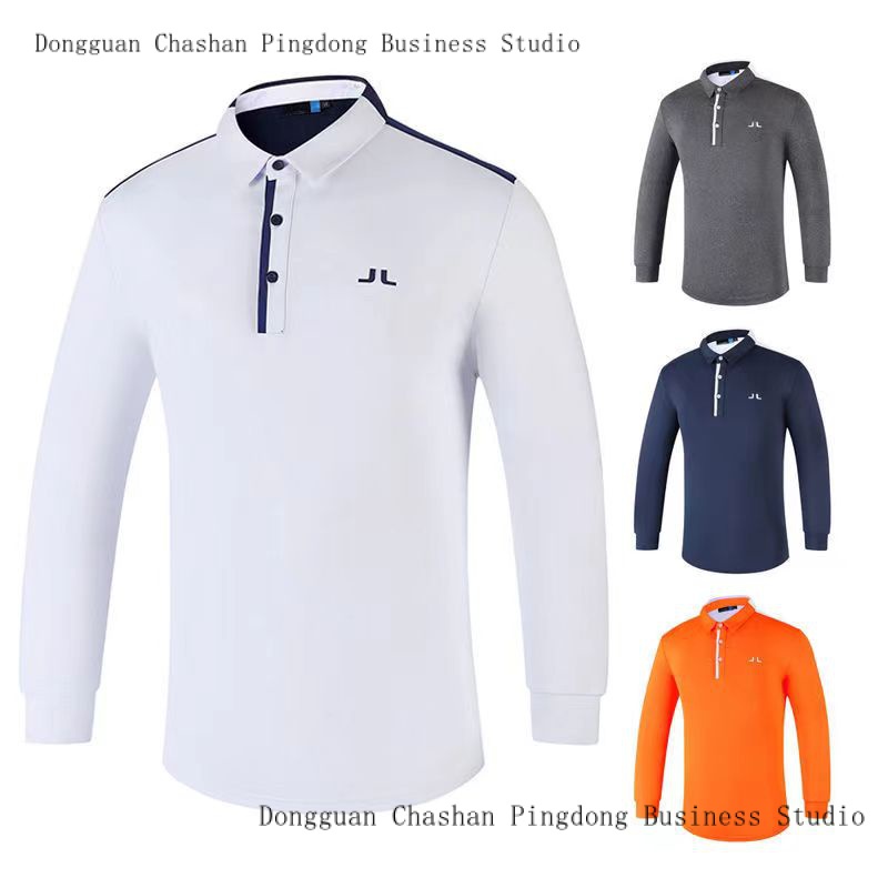 2023 new golf long sleeve T-shirt Men's POLO shirt and autumn and winter stand collar breathable fast drying polyester outdoor sweatshirt can be customized