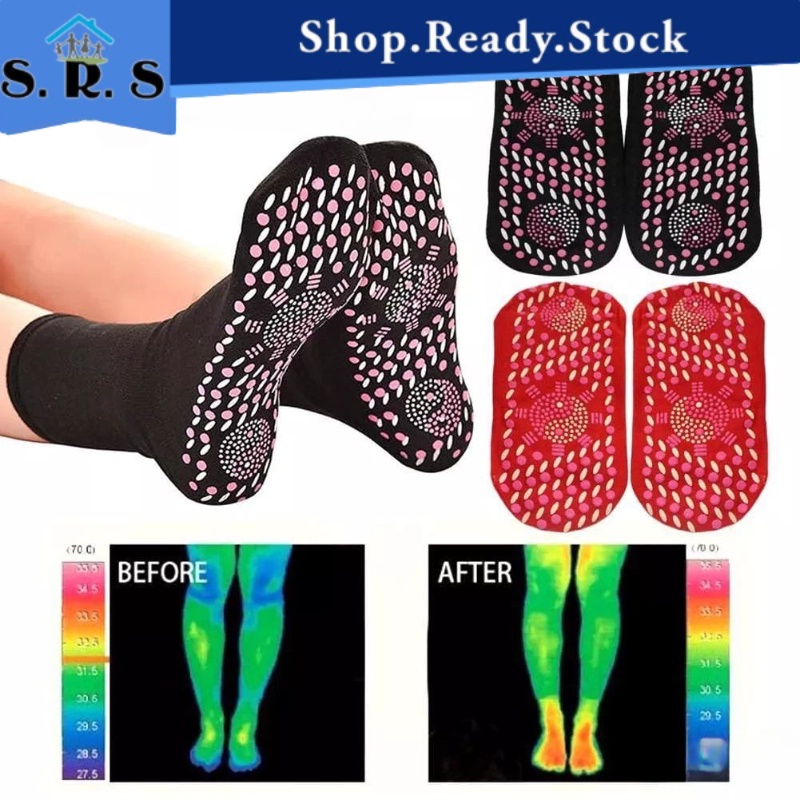 SRS_ Unisex Stokin Self Heating Health Care Socks Tourmaline Magnetic Therapy Comfortable Breathable Massage Sock