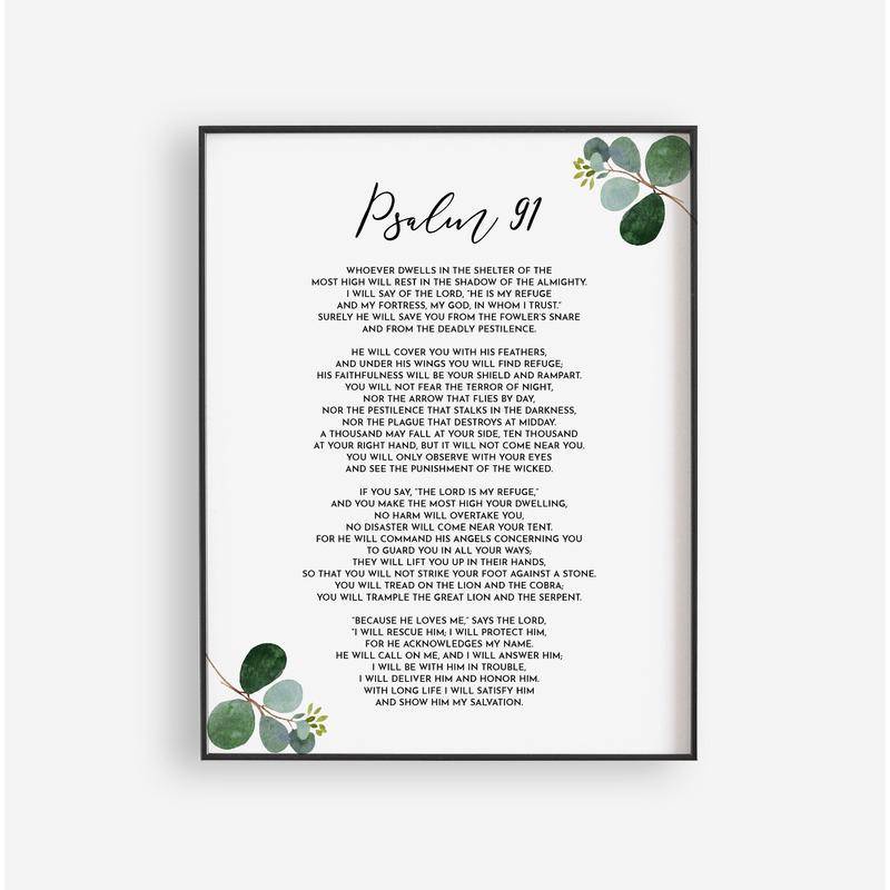 Psalm 91 Bible Verse Wall Art Quote poster Print | Christian Bible Art Poster Home Art Office religion Decor