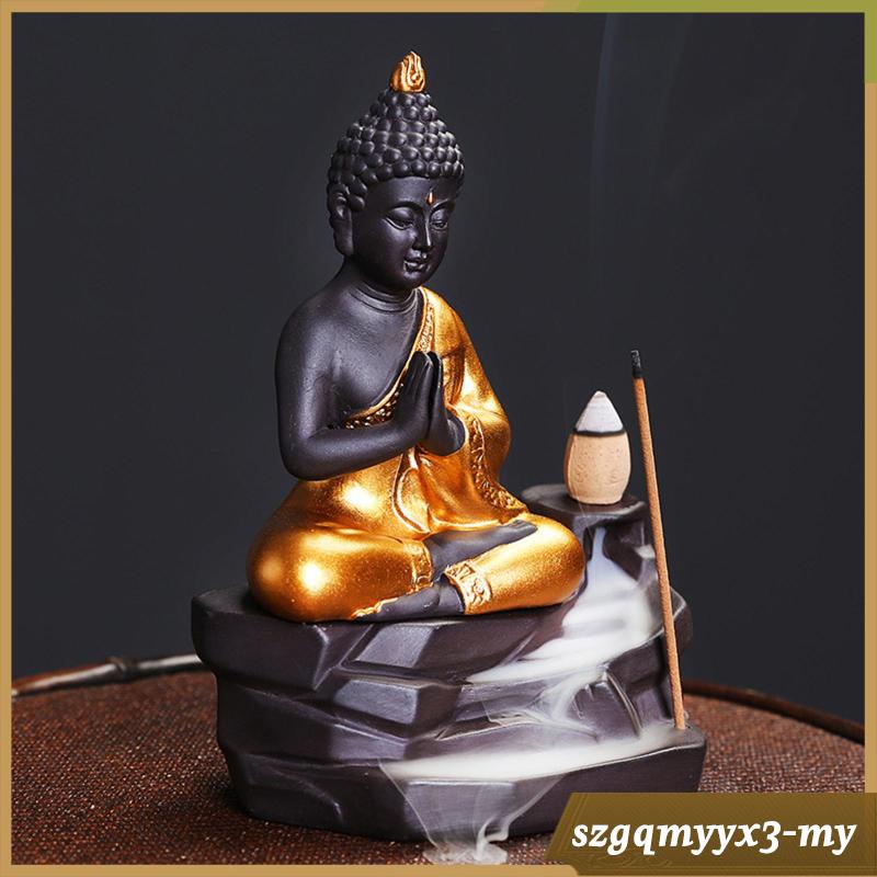 [ Buddha Holder, Collectibles Ancient Home Decor Seated Buddha Statue Censer for Desktop Living Room home Office Decoration