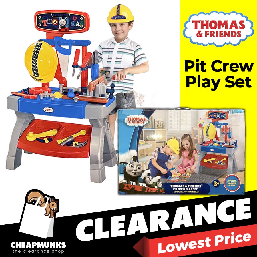 Thomas & Friends Pit Crew Play Set Children Pretend Play Engineering Workshop Tools Mainan Kanak Kids Workbench