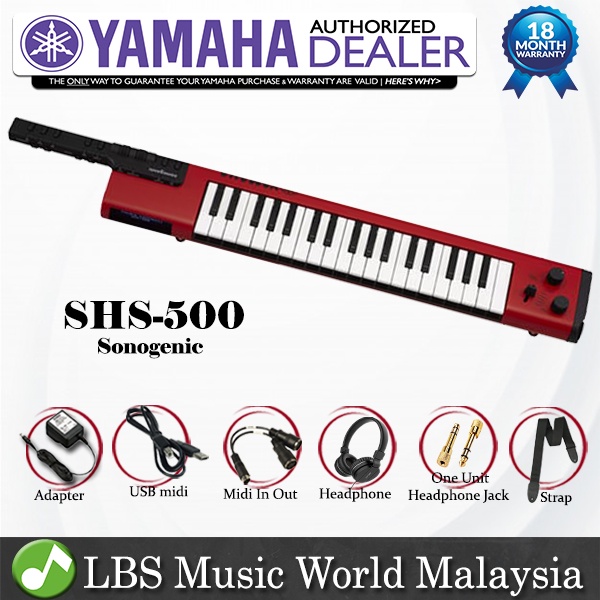 Yamaha SHS-500 37 Key Red Sonogenic Keytar Guitar Keyboard Piano