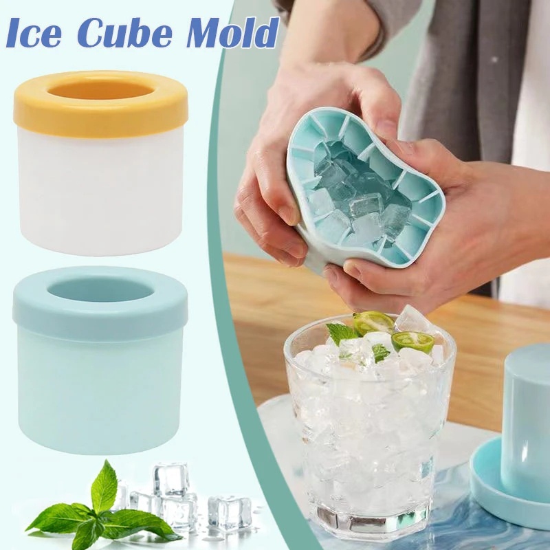 High Capacity Ice Cubes Making Tray Ice Bucket Mold Food Grade DIY Ice Ball Maker Quickly Freeze Silicone Lemon Orange Cylinder Cup With Lid Home Supplies Kitchen Accessories