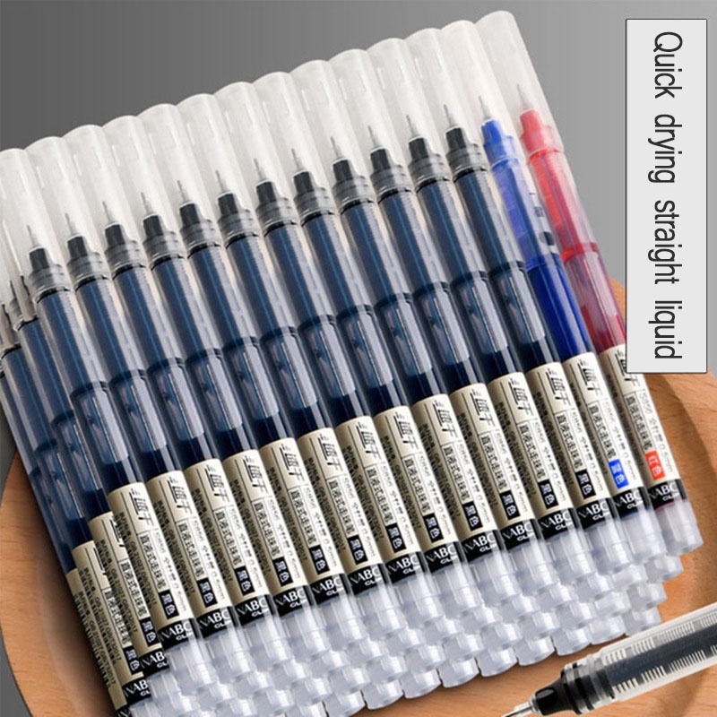 1/3/6Pcs Quick Dry Straight Liquid Gel Pens 0.5mm Black/Blue/Red Neutral Pen Student Exam Syringe Type Water Pen Carbon