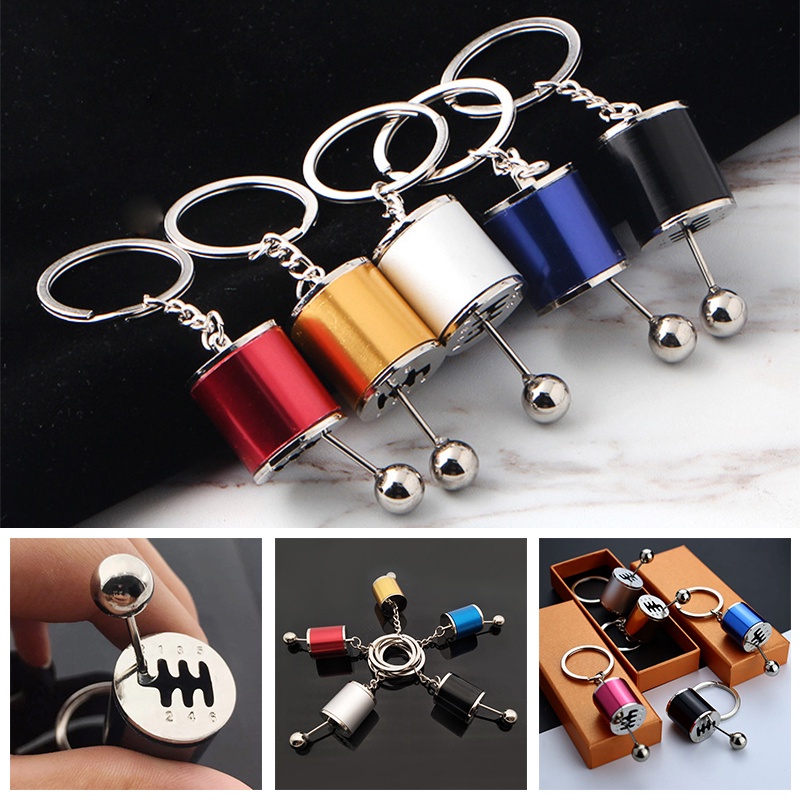 Auto Part Model Gear Box Shifter Keychain Key Ring Race Car Stalls Head Keychains Six-Speed Manual Shift Gear Creative Pendant Toy