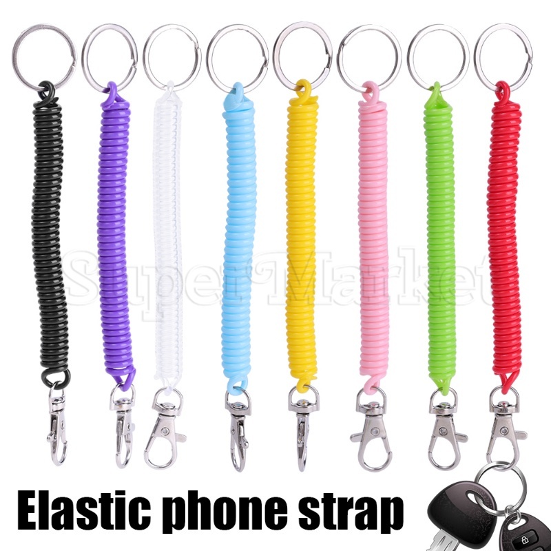 Multifunctional Retractable Spring Rope Anti-Lost Hold Straps Color Phone Cord Keychain Outdoor Drop Protection Cell Phone Lanyard Tether Cell Security Strap Clasp Hook