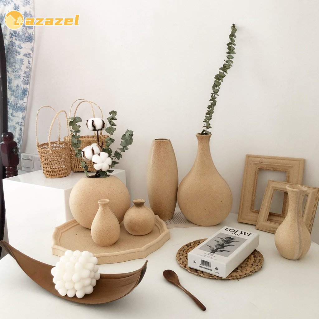 【MY STOCK&24H Delivery】Ins wood art vase Dried flowers Artificial flowers bottle retro home decor ornaments photo