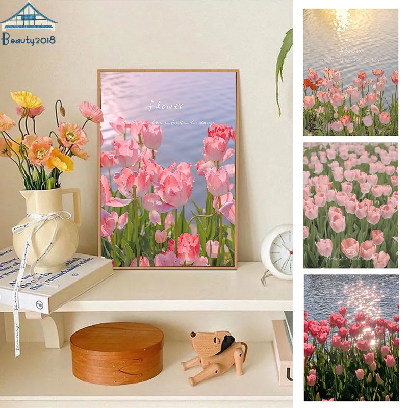 Wall Decoration INS Tulip Hanging Pictures Flower Pattern Painting Core Wall Decor Art Poster Living Room Home Decor