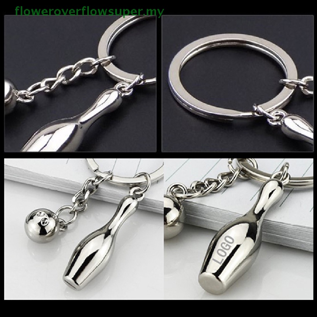 FSMY Creative Alloy Bowling Ball Pendant Car Key Ring Purse Bag Ornament Keychain HOT