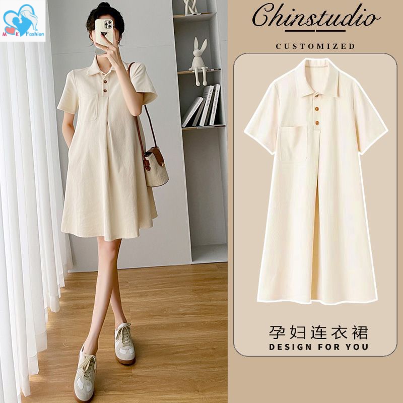 Mom&Kids High Quality Short-Sleeved Summer Premium Fashion Maternity Dress Loose Korean Version Maternity Dress Seluar Mengandung Maternity Pants Maternity Leggings Seluar Mengandung 孕妇裤 孕妇连衣裙 孕妇装