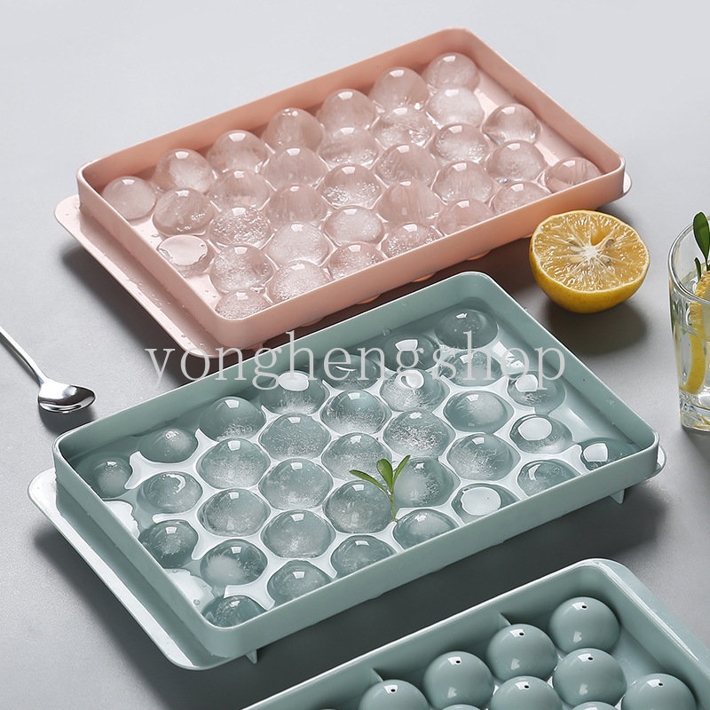 33 Grid 3D Round Ball Ice Molds with Cover DIY Homemade Ice Cube Tray for Cocktail Whiskey Cold Drink Bar Party Supply Ice Making Tool Kitchen Gadgets