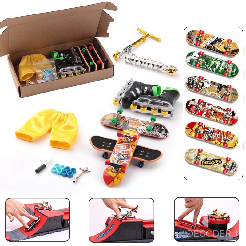 Mini Set Children Finger Skateboards Park Toy Plastic Fingerboard Ramp Deck Assorted Set Fingerboard UNJV