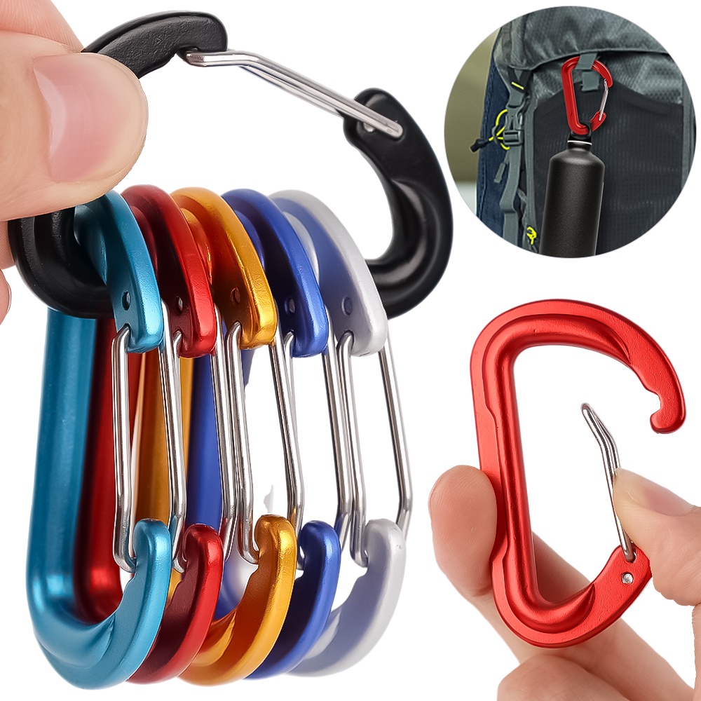 6D Spring Buckle Shaped Mountaineering Buckle / Metal Keychain / Outdoor Anti-theft Connecting Buckle Water Bottle Hook / Car Keys & Mountaineering & Camping Accessories