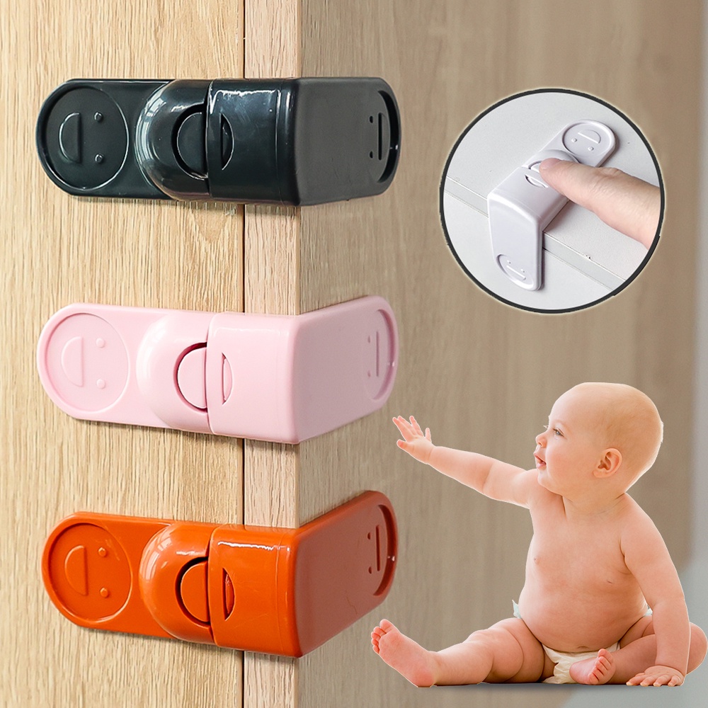 Safety Buckle / Children Safety Drawer Lock / Kids Anti-Pinching Hand Cabinet Locks / Security Protection Equipment Right Angle Lock Plastic Locker / Convenient Installation /