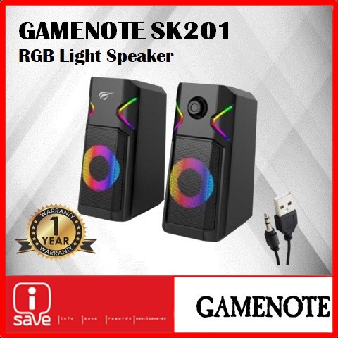 GAMENOTE SK201 RGB Light 2.0 Stereo Electronic Sports Speaker (3.5mm Audio Input + USB Power)