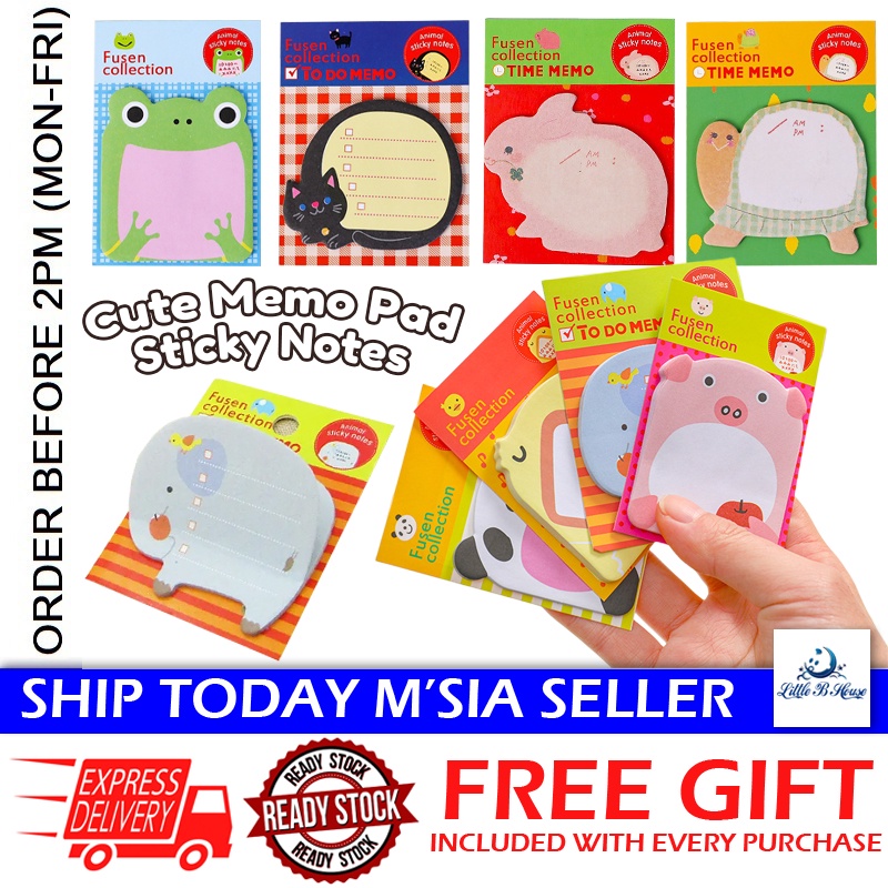 [Little B House] Cute Sticky Notes Memo Fast Pad Planner Tear Off Sticker Reminder Bookmark Gifts 创意便利贴 Pad Memo - ST03