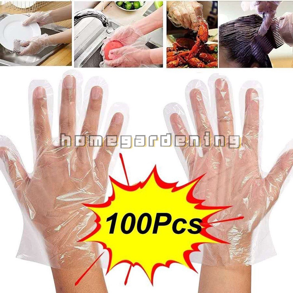 100pcs Clear Disposable Food Gloves Eco-friendly Disposable Plastic Restaurant Hotel Handling Raw Chicken Kitchen Gadgets