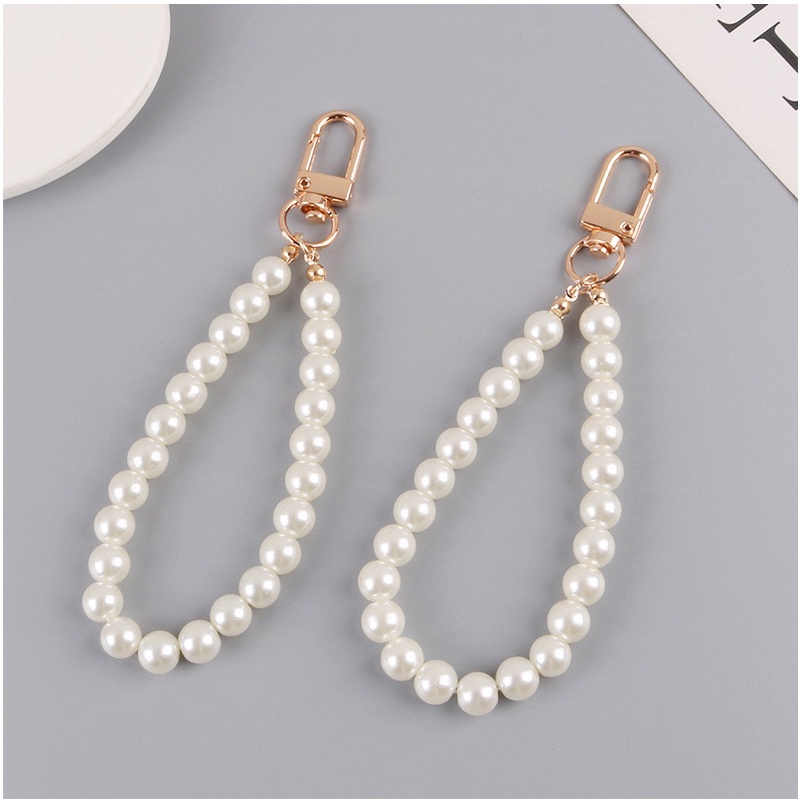 Fashion Pearl Keychains Luxury Pearl Metal Key Ring Backpack Headphone Cover Keychain Pendant Key Accessories Gift for Friends