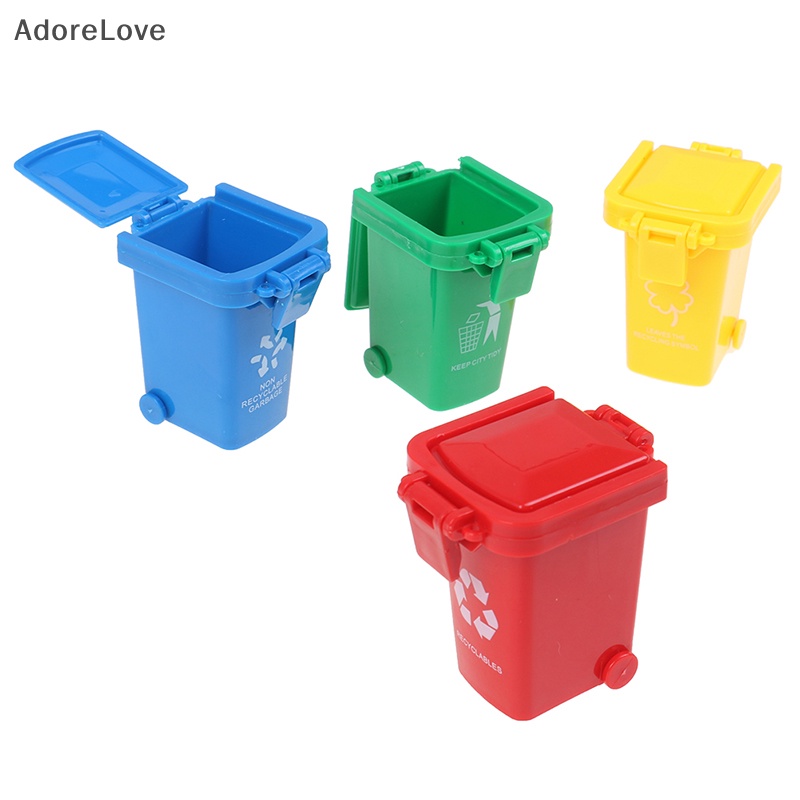 ADL Kid 4pcs/set Trash Can Toy Garbage Truck Cans Curbside Vehicle Bin Toys LE