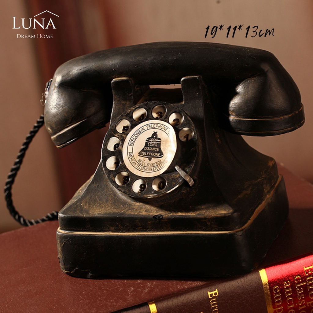 LUNA [Vintage Decorative Accessories] Perfect Gift Vintage Radio Fan Phone Classic Ornament Decoration Resin Home Office