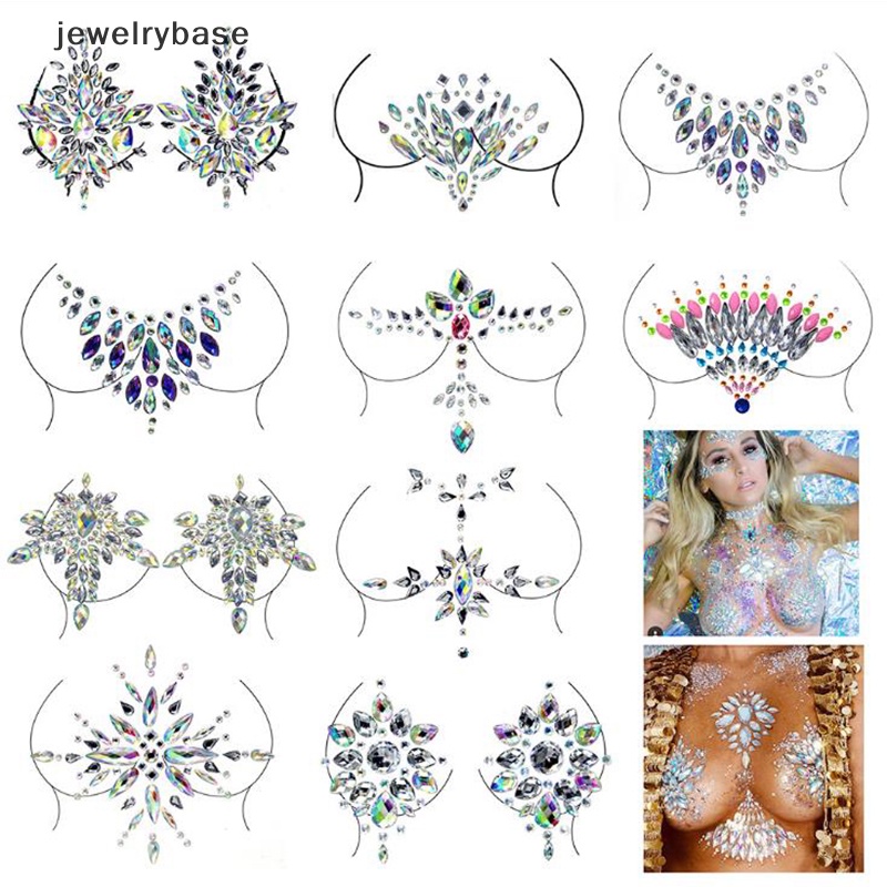 [jewelrybase] Crystal Bra Stickers Adhesive Diamond Beads Breast Pasties Shiny Tattoo Sticker Boutique