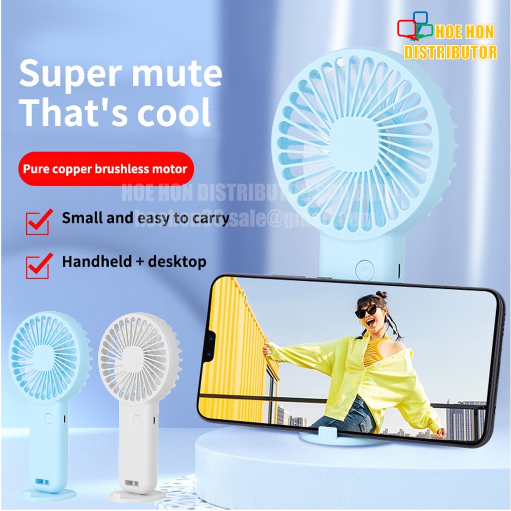 Rechargeable Portable Electric Handheld Hand Fan F8 with Stand 3 Speed 800mAh Battery Micro USB Mini Small Kipas Kecil