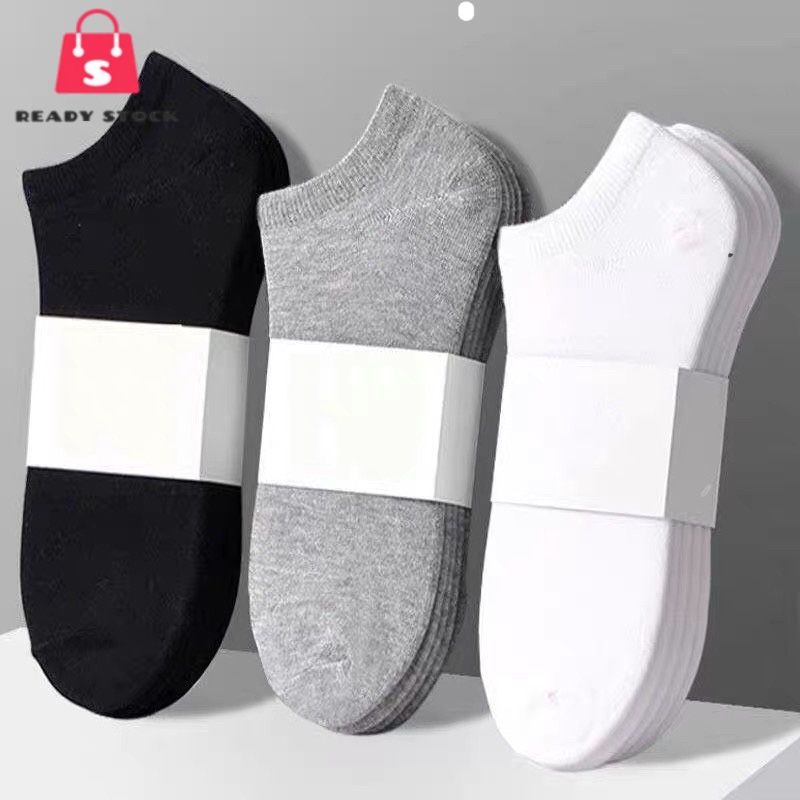 RSS_ READY STOCK !!! 1 Pair Men Women Cotton Ankle Socks Athletic Casual Solid Stripe Comfortable Sock