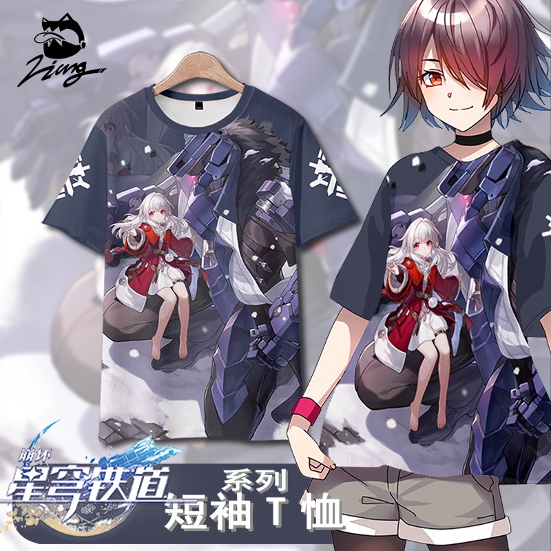 Star Railway Honkai: Rail Carat Anime Game Merchandise Short-Sleeved T-Shirt Round Neck Printed cos Student