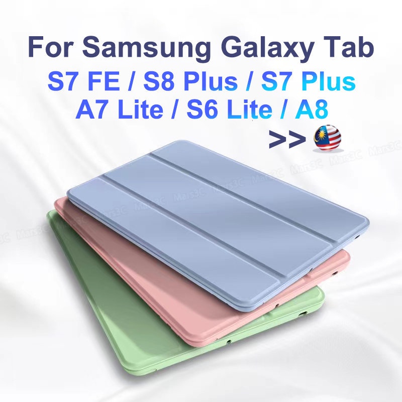 For Samsung Galaxy Tab A9 X110 X115 A9 Plus X210 X216B S9 FE X710 X716 S9 Plus X810 S6 Lite 10.4 P610 P613 P615 P619 S7 FE 12.4 T730 T736 S7 Plus T976 S8+ X806 A8 10.5 X200 X205 A7 Lite 8.7 T220 T225 Casing Shockproof Soft PU Cover Tri-Fold Tablet case