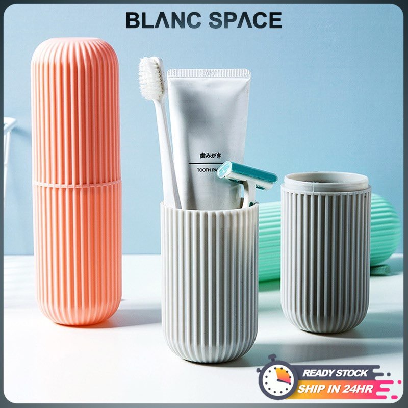 [Johor Seller] Portable Travel Toothbrush Cup Box Mouthwash Cup Toilet Toothpaste Storage Box Toiletries Dental Cask