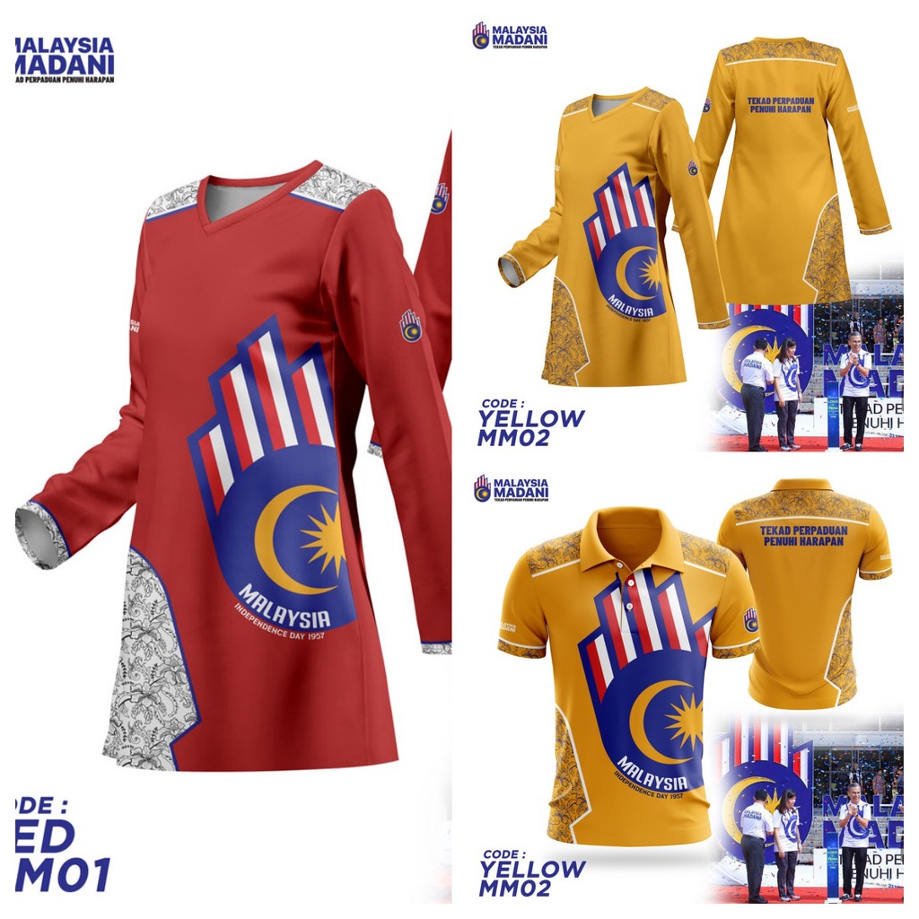 Jersey Muslimah Malaysia Tshirt Adult/kids Muslimah Jersey Hari Kebangsaan Malaysia (HKHM) 2023 Jersey Mu Malaysia Madani Jersey Murah Plus Size Baju Muslimah Microfibre