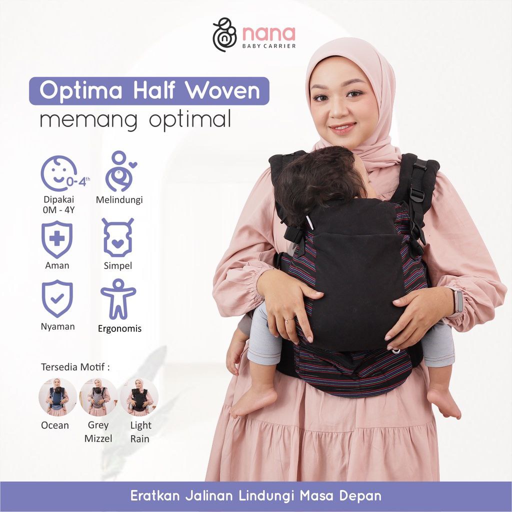 Nana Optima Printed Half Woven V3 Adjustable SSC Soft Structure Baby Carrier (0-4 Years)