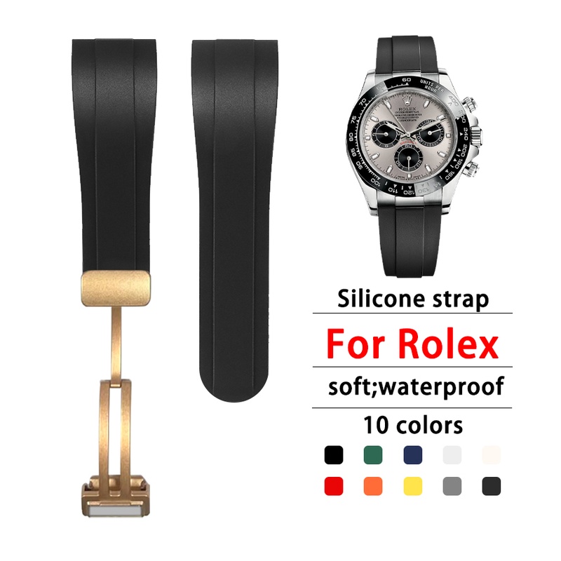 22mm Silicone Watch Strap for Rolex Submariner Water Ghost Replacement Curved End Soft Rubber Watchband Waterproof Suitable for Sports Watch Band