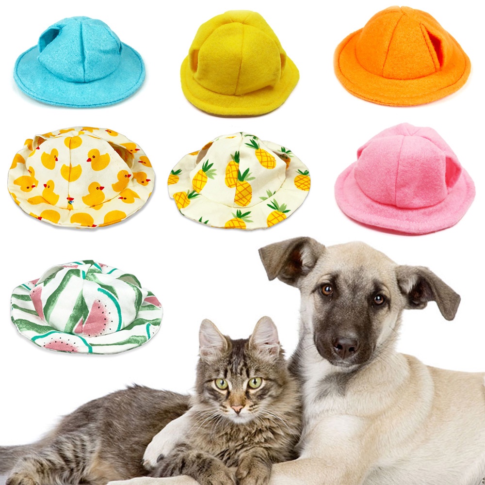 Cute Pet Clothing Accessories Bunny Hat Rabbit Headgear Cap Supplies Bucket Sunhat Products Cool Breathable Sunshade Sunscreen Funny Cute