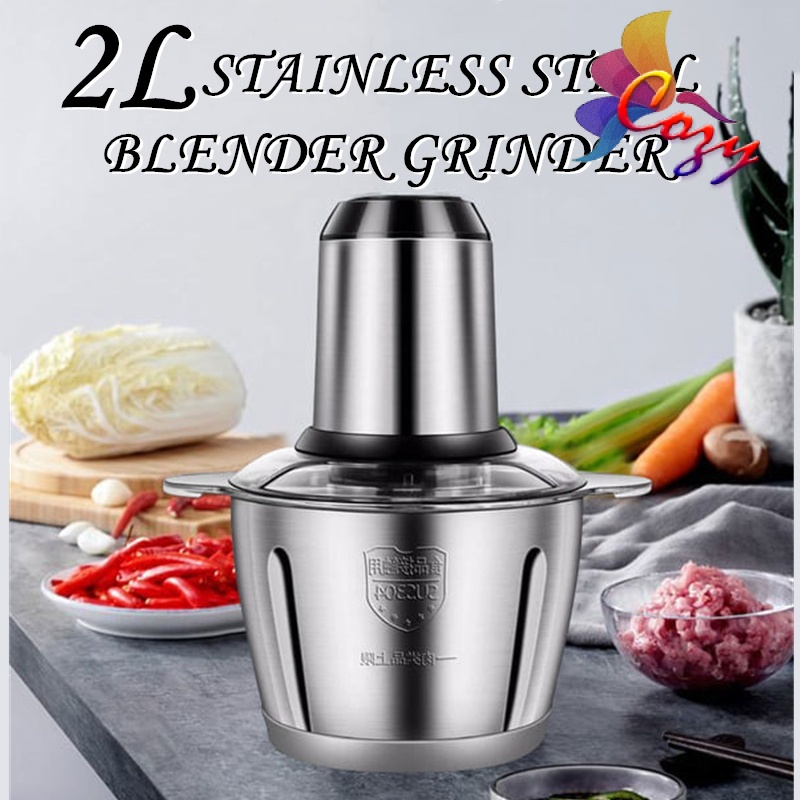 (2 LITER) Stainless Steel Mixer & Blender Food Chopper Electric Meat Grinder Food Processor Pengisar Daging Sayur