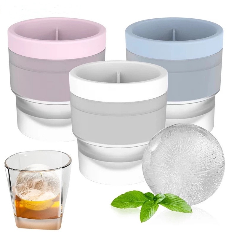 Reusable Silicone Large Round Ice Hockey Mold/Whiskey Cocktail  DIY Quick Freezer Ice Cube Maker/Bar Kitchen Gadgets