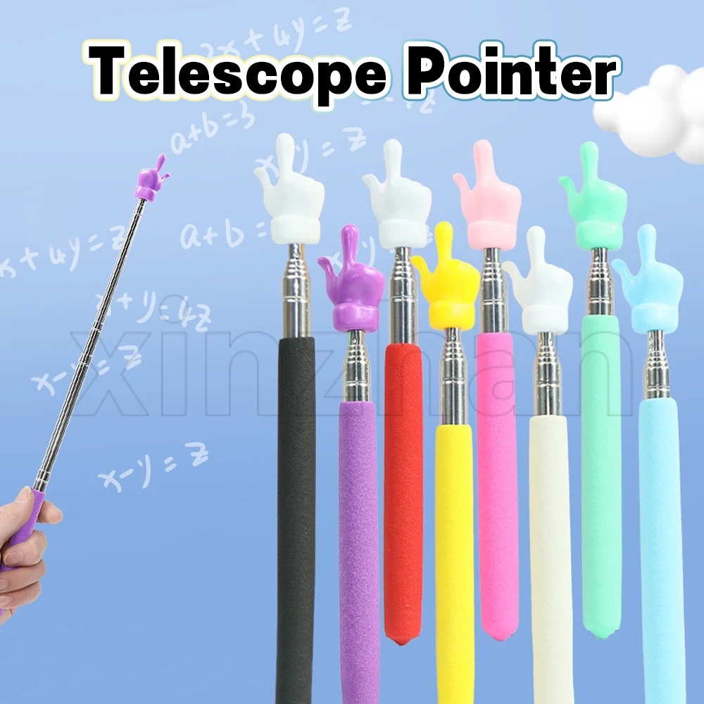 Finger Design Retractable Teaching Pointer Extendable Hand Pointer Classroom Supplies Telescopic Teachers Pointer Rod for Elementary School Kindergarten Reading Guide Stick