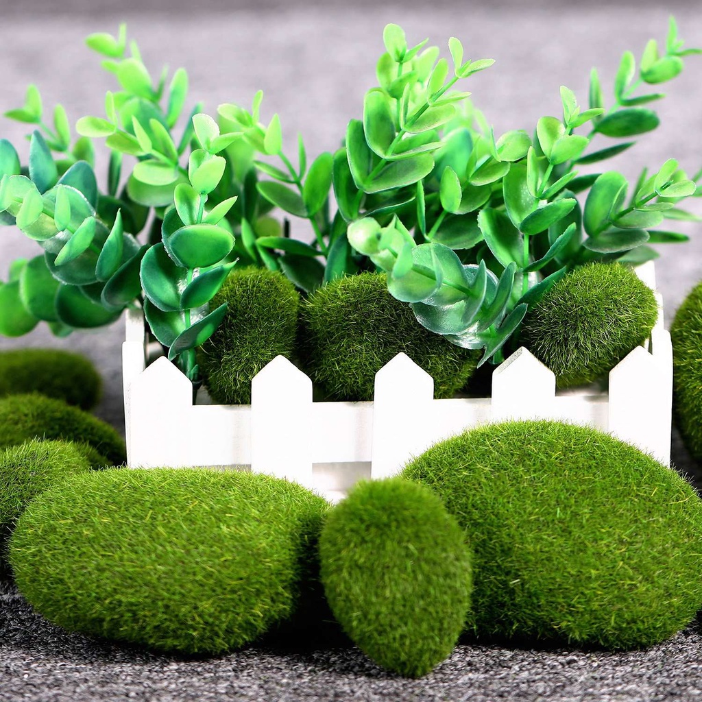 Artificial Moss Stones Aquarium Moss Small Middle Big Moss Rock Green Moss Balls Decorative Simulation Moss for Flower Pot Garden