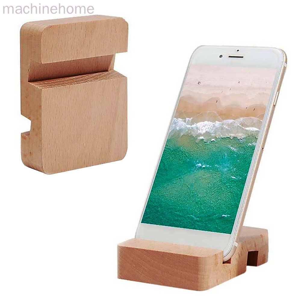 Reliable Purpose Dual Slots Mobile Phone Holder Home Office Desktop Non-slip Universal Wooden Cell Stand Essential - Image 2