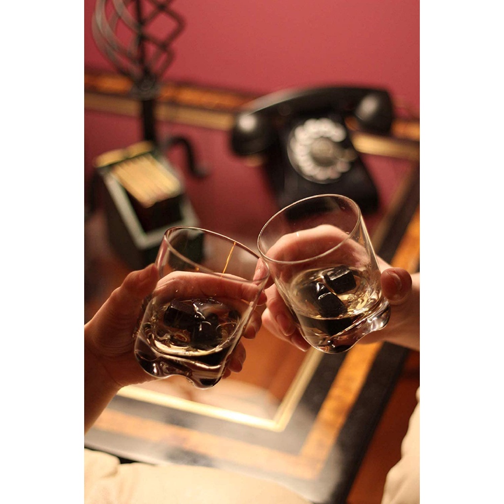 Durable Versatile Ultimate Whiskey Stones Gift Set: 9 Granite Chilling Tongs Ideal Men Dads Parties Birthdays Premium - Image 4