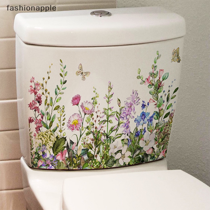 FAMY Various Green Plants Flowers Butterfly Wall Sticker Bathroom Toilet Decor Decals Living Room Cabinet Home Decoration Self Adhesive Mural FAA