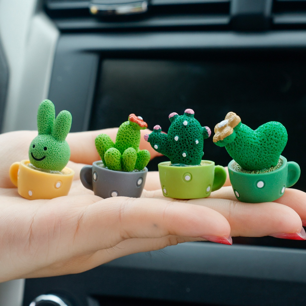 1/5Pcs Mini Resin Cactus Figurines Ornaments / Succulent Bonsai Decor Sculptures Crafts Decorations / DIY Simulated Cartoon Carrot Rabbit Microlandscape / Fairy Garden Decoration